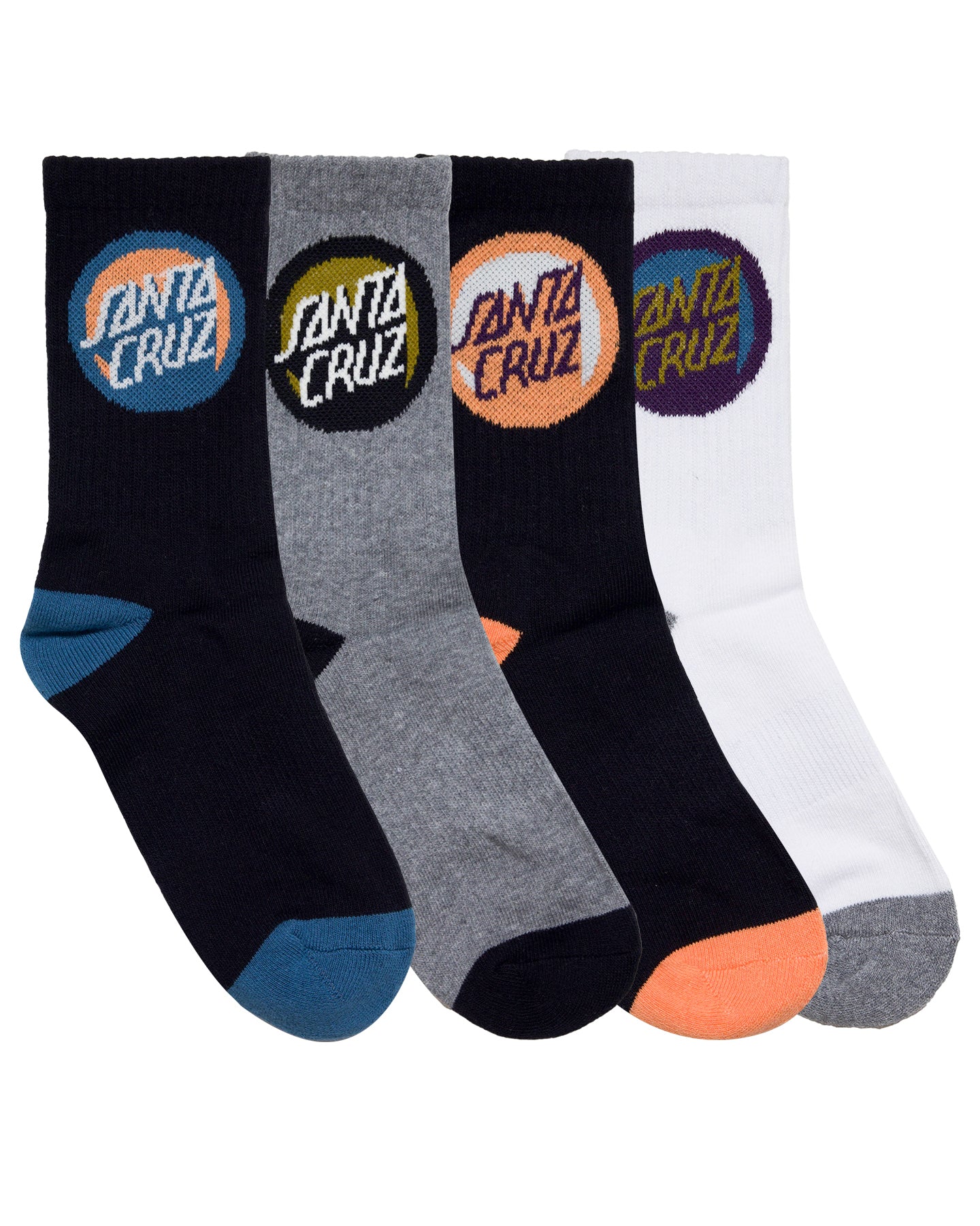 Youth Bold Shadow Dot Crew Sock 4 Pack