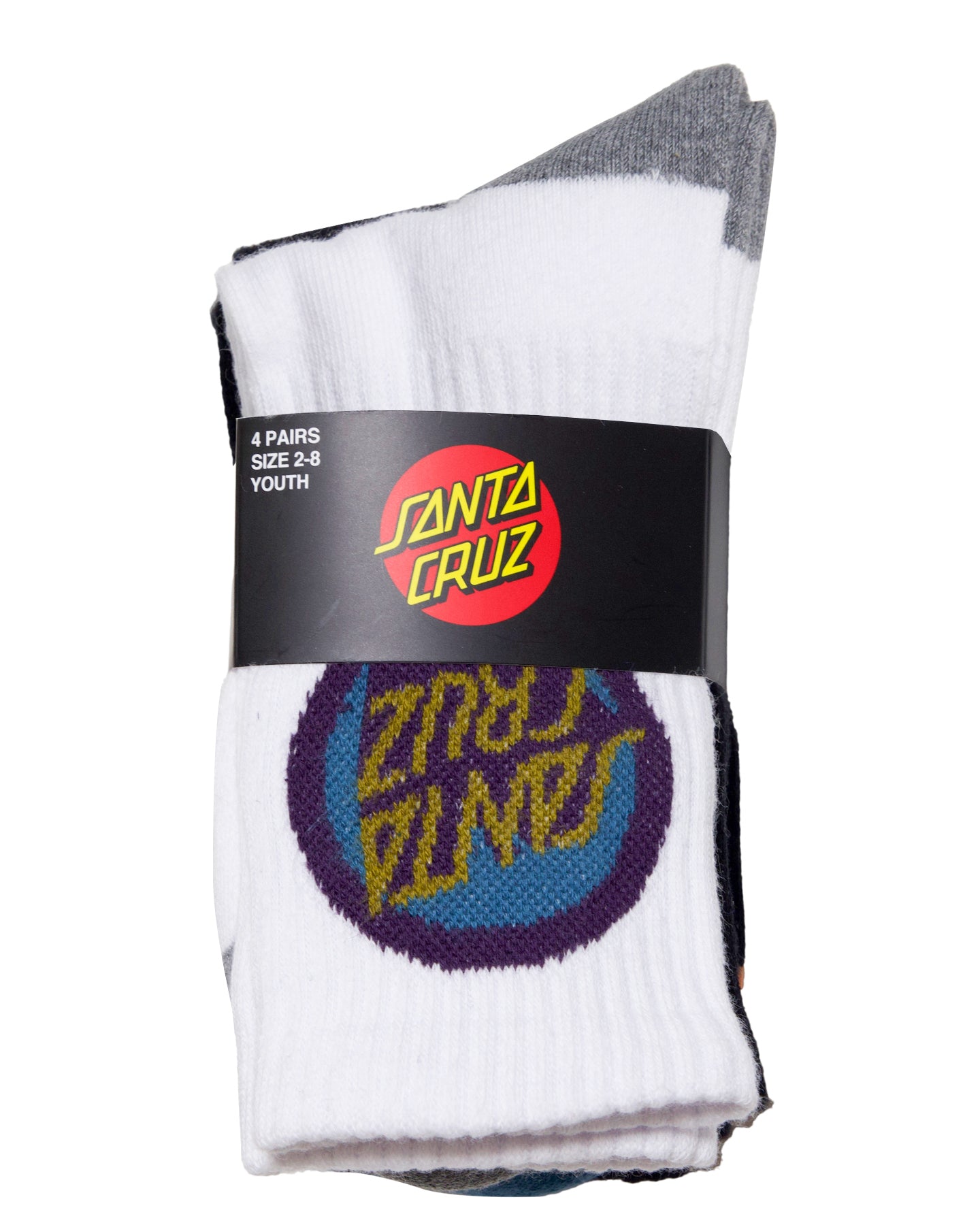 Youth Bold Shadow Dot Crew Sock 4 Pack