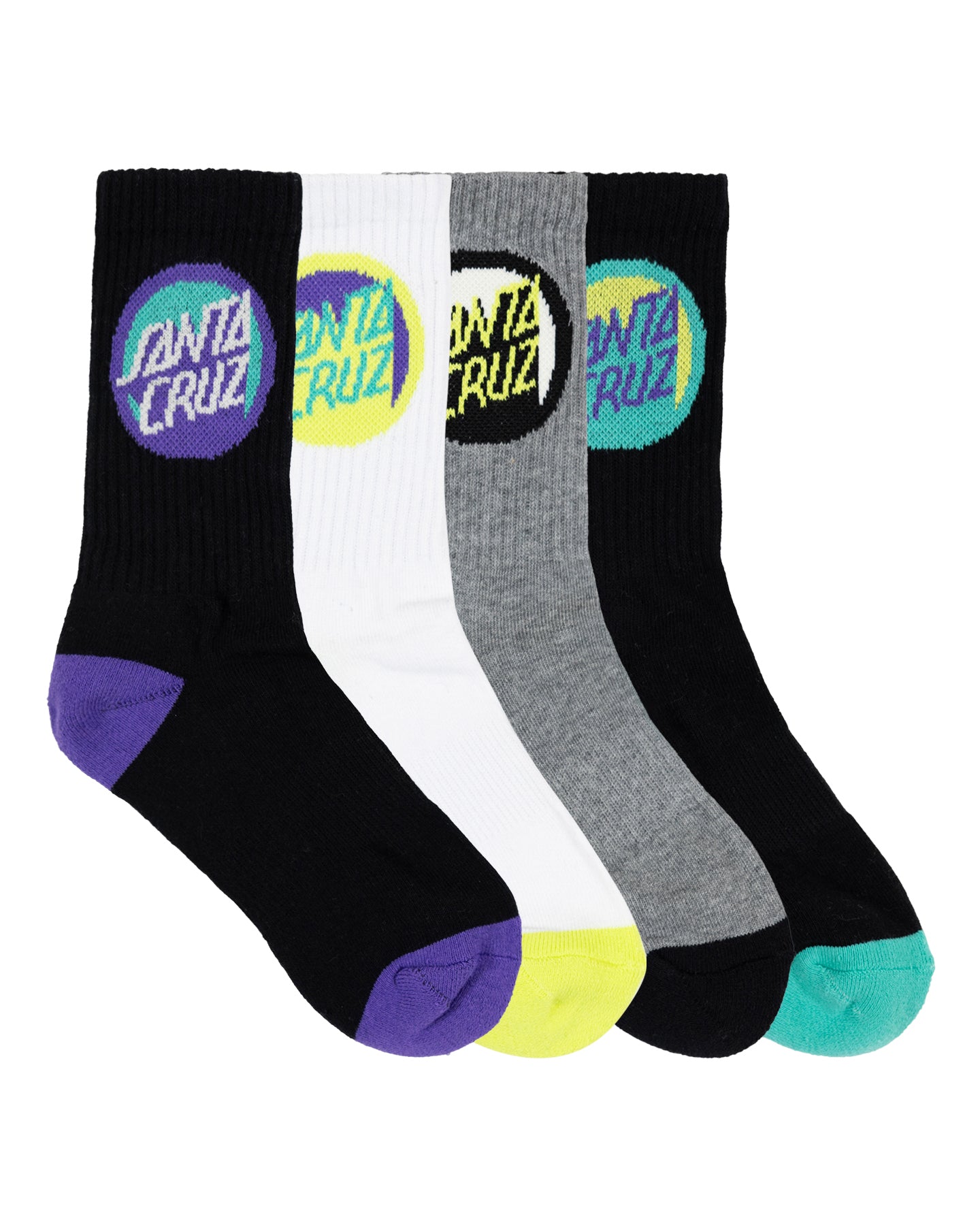 Youth Bold Shadow Dot Crew Sock 4 Pack