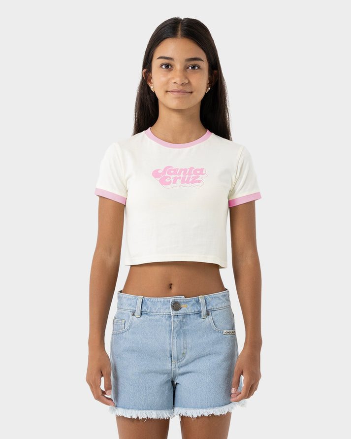 Girls Groovy Stack Front Short Sleeve Baby Tee