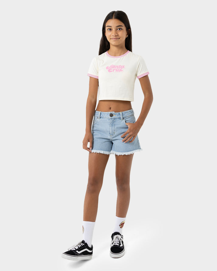 Girls Groovy Stack Front Short Sleeve Baby Tee