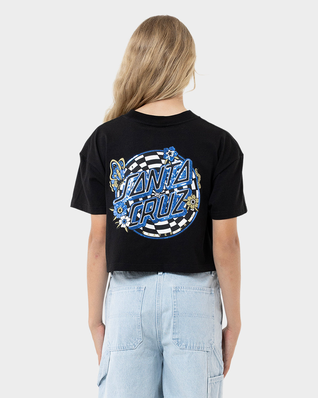 Girls Field Check Dot Cropped Tee
