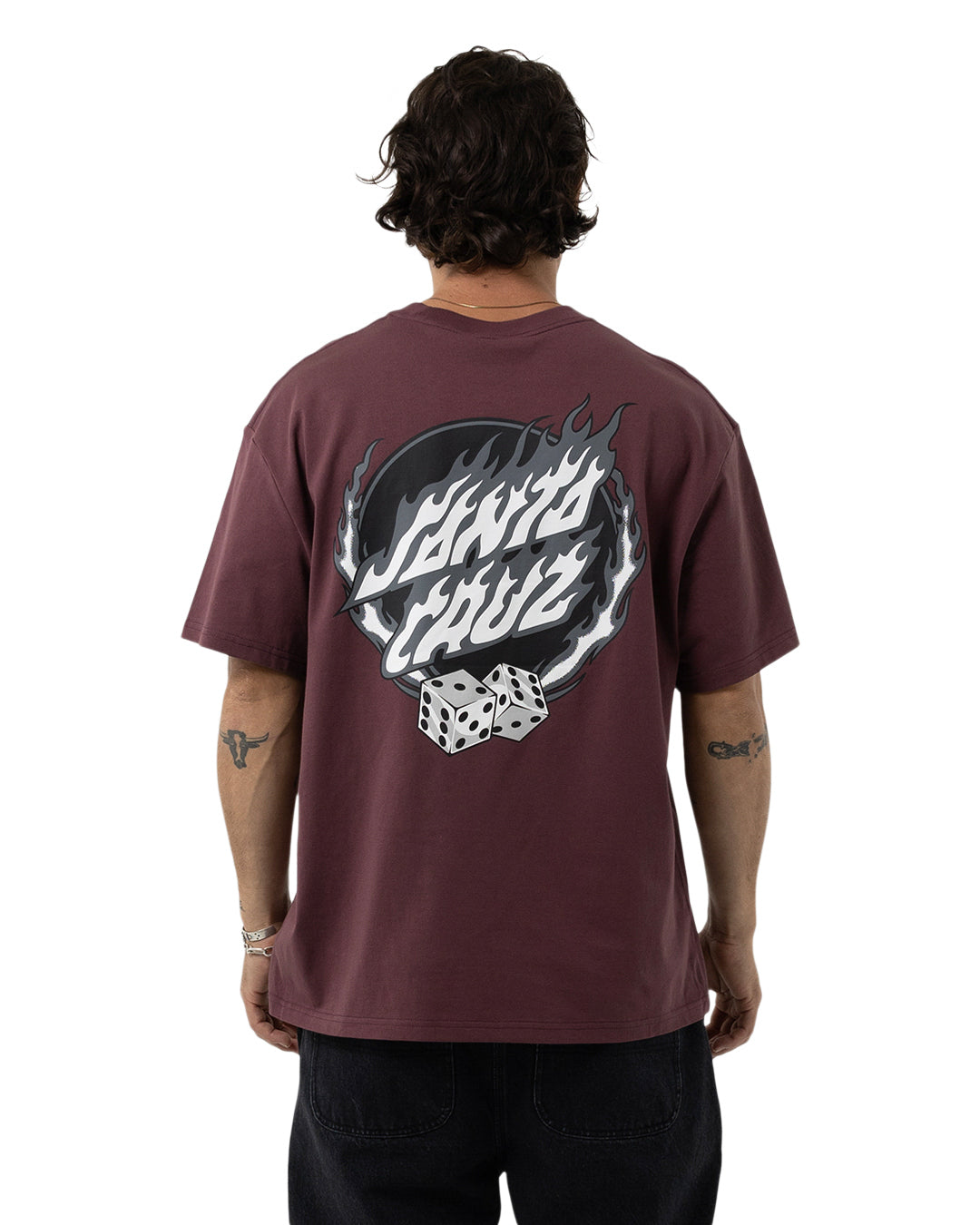 Dice Flame Dot Strip Front Tee