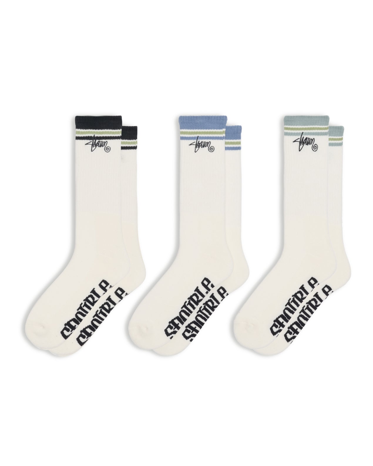 Stripe Shawn Script Sock 3 Pack
