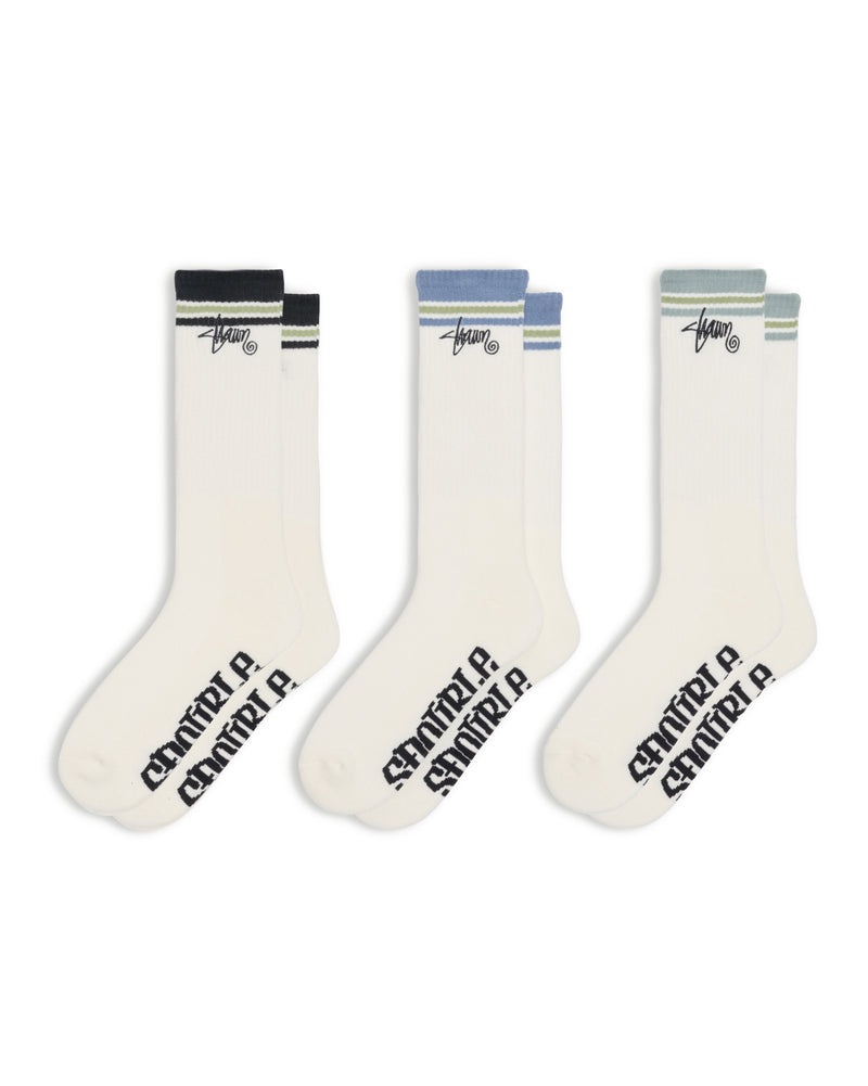 Stripe Shawn Script Sock 3 Pack