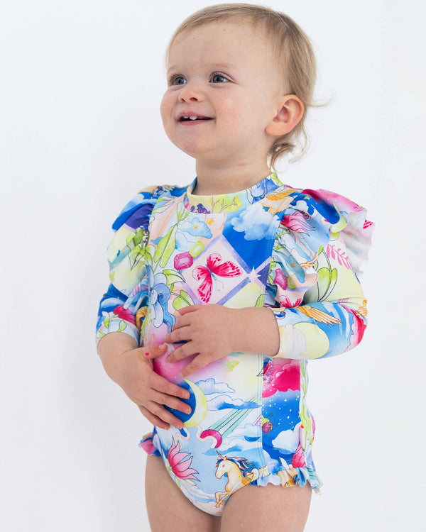 Tots Surrealism Long Sleeve Frill Sunsuit