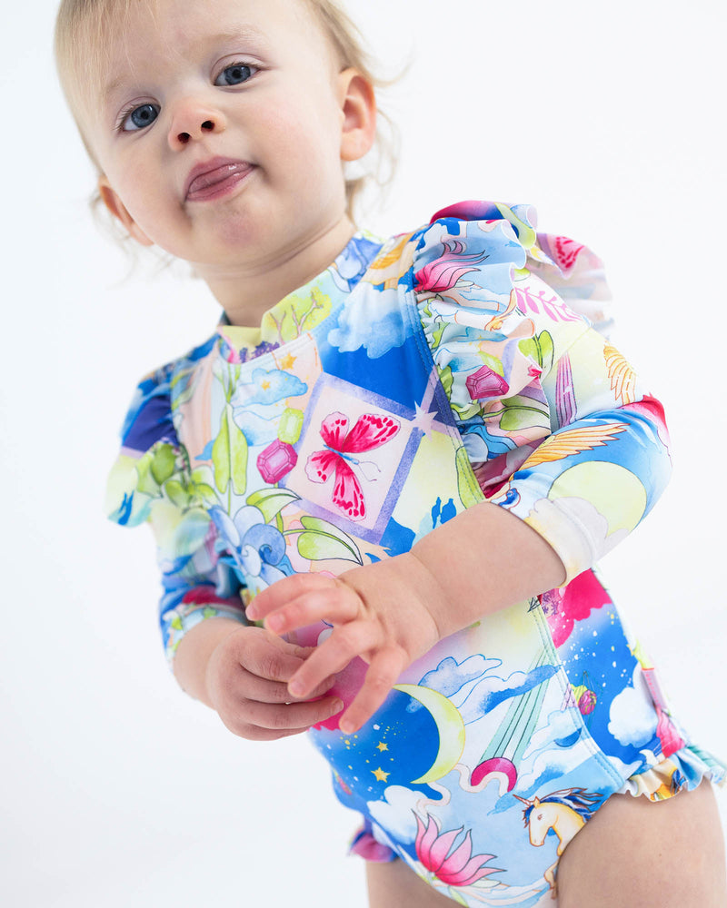 Tots Surrealism Long Sleeve Frill Sunsuit