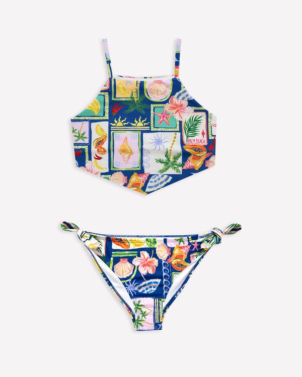 Girls Postcards Scarf Bikini Set