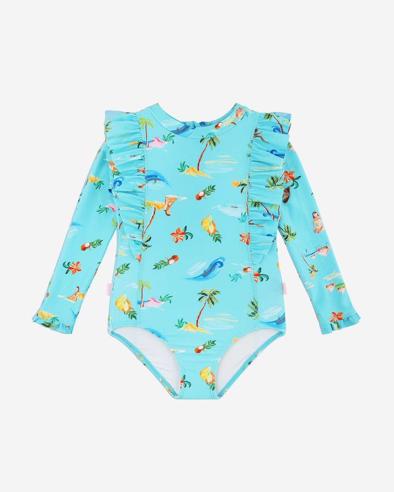 Tots Isla Palm Frill Paddlesuit