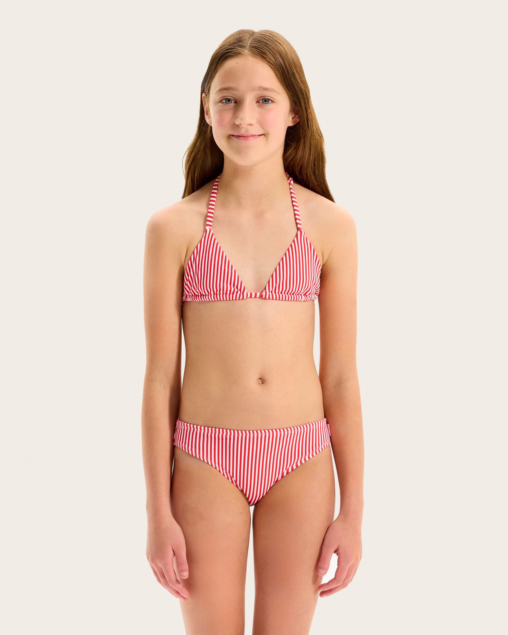 Girls Stripe Texture Triangle Bikini
