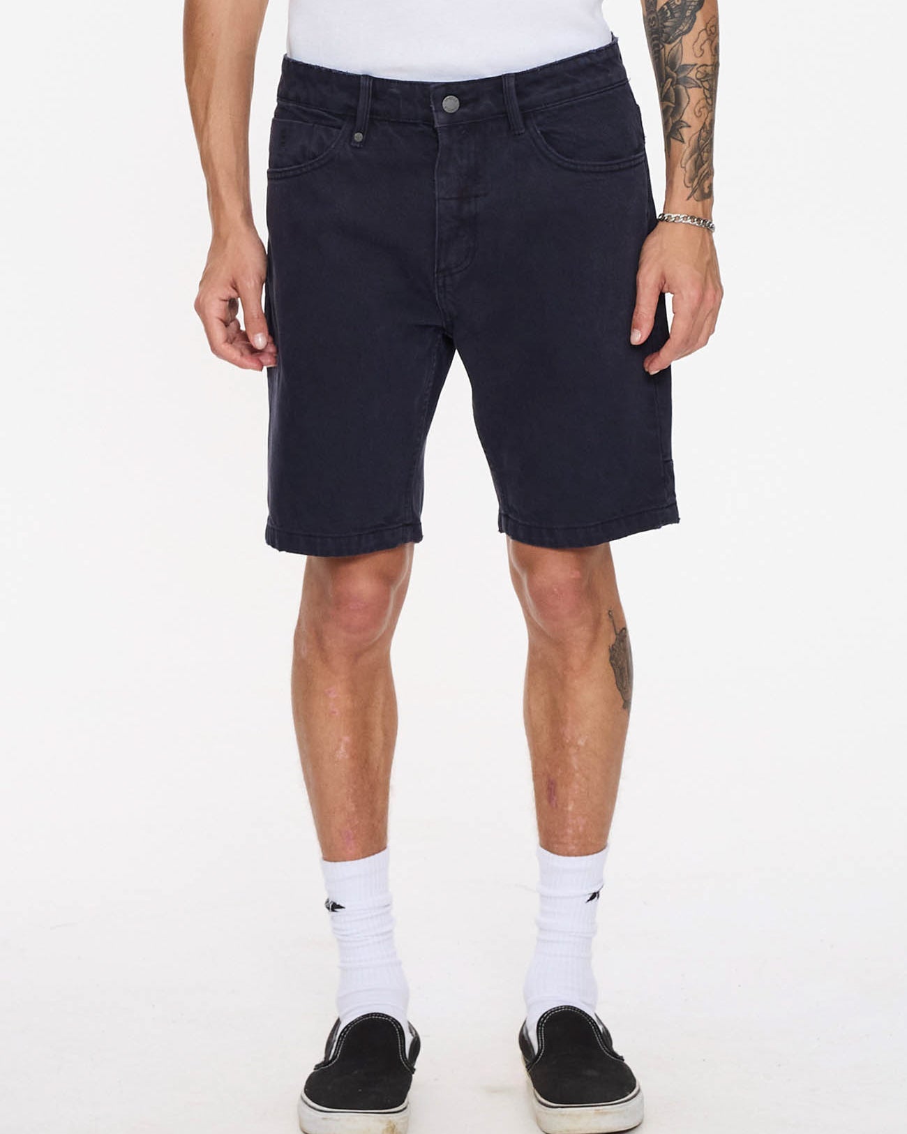 Chopped Hem Slim Straight Denim Short