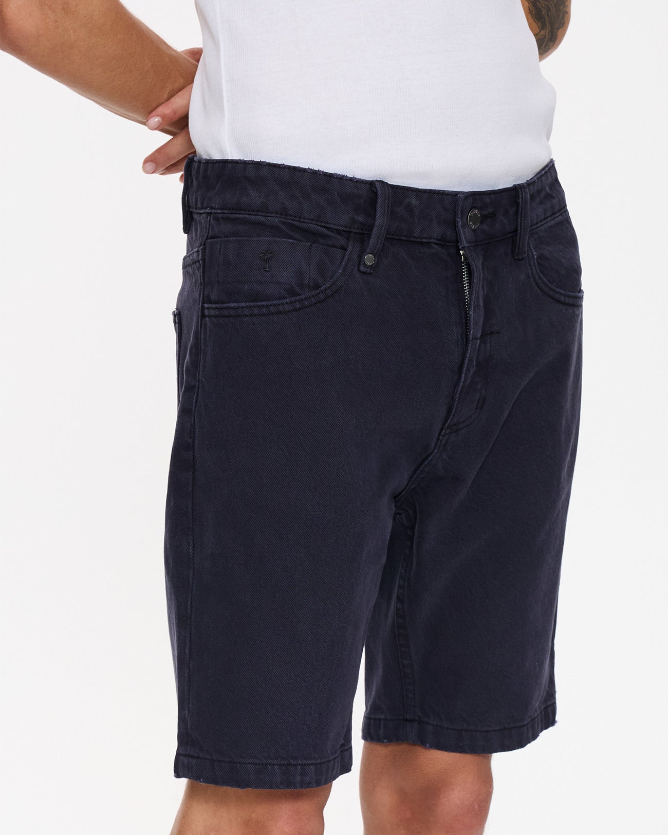 Chopped Hem Slim Straight Denim Short