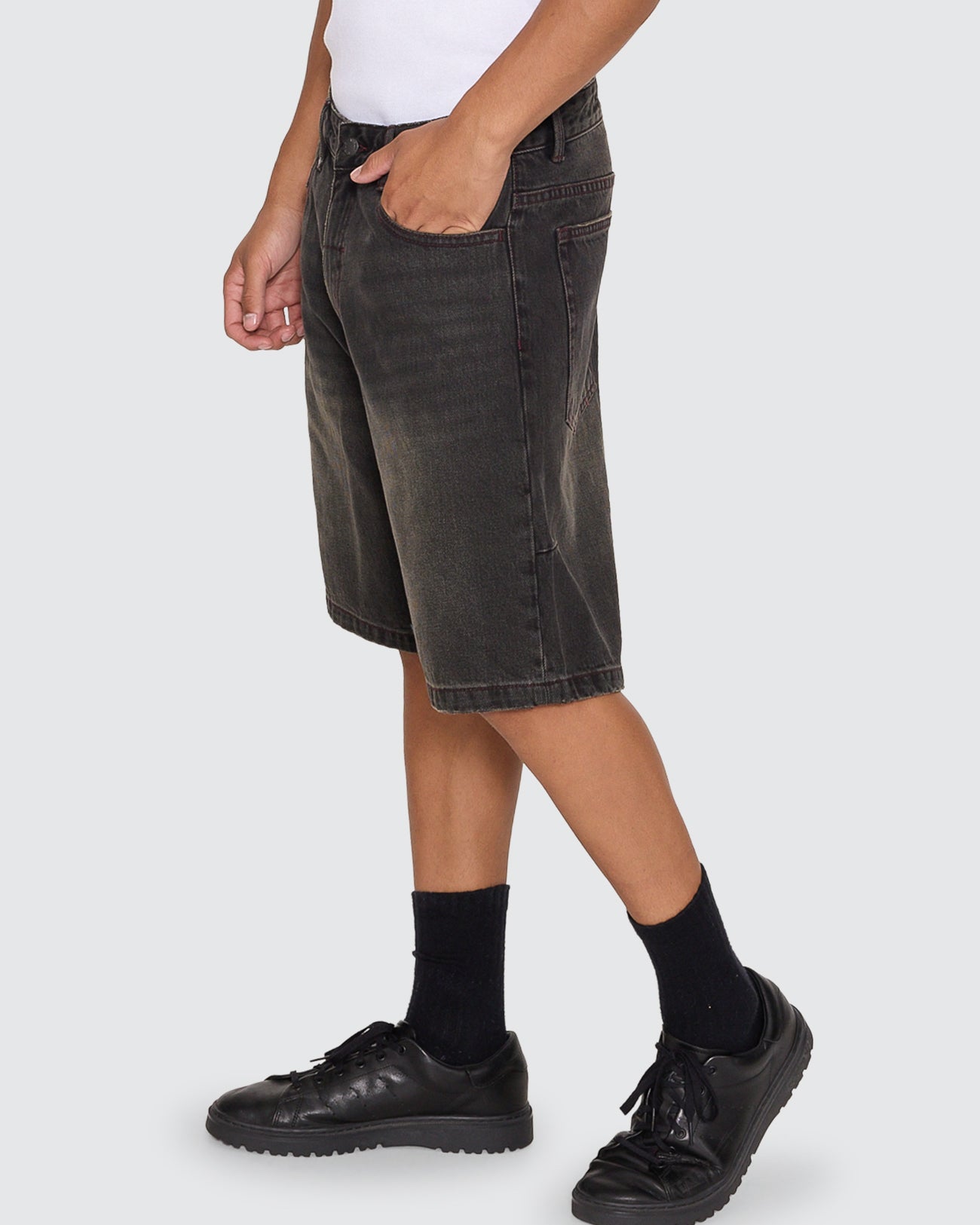 Mid Slacker Relaxed Long Denim Short