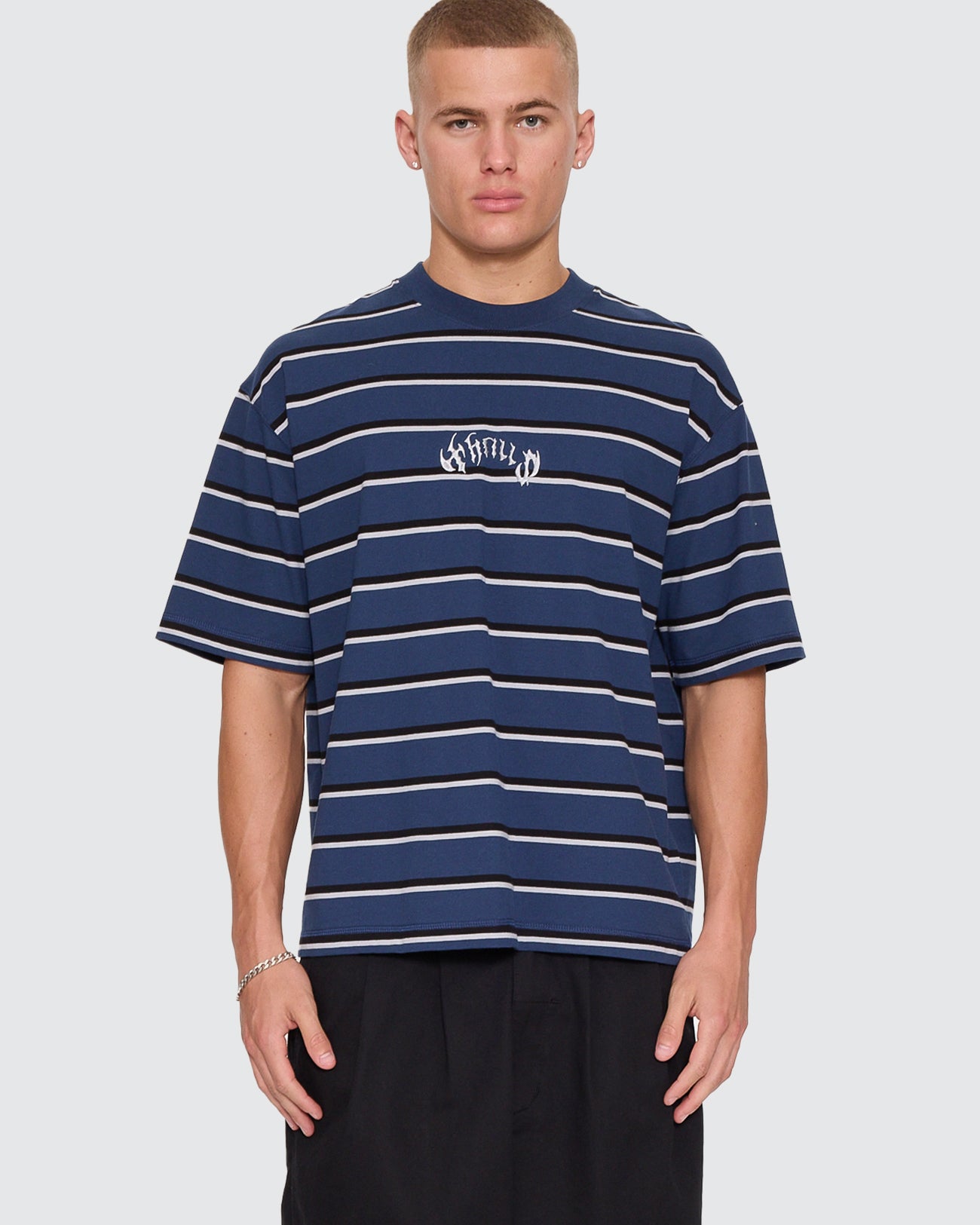 Stagger Big Stripe Oversize Box Crop Tee