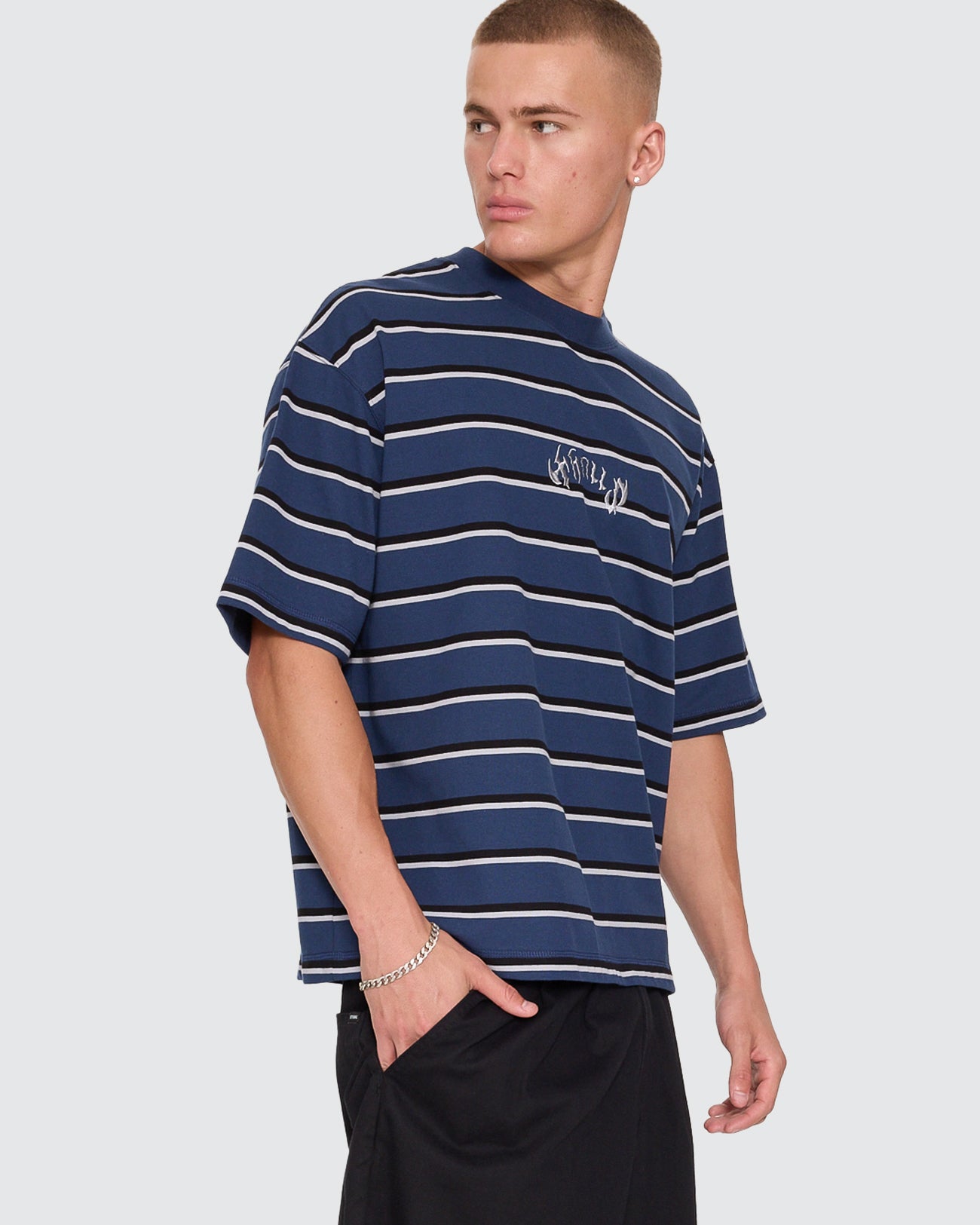 Stagger Big Stripe Oversize Box Crop Tee
