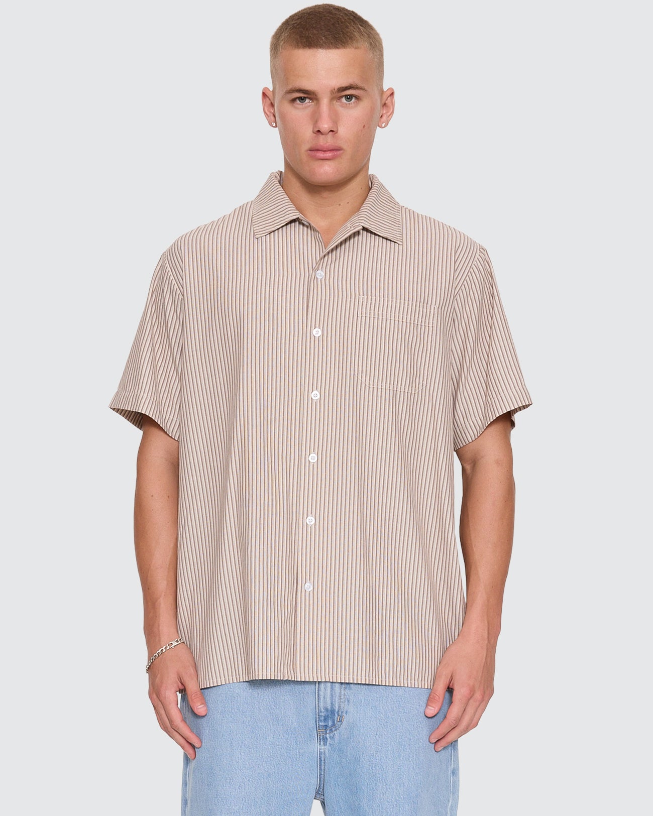 Thrills Union Short Sleeve Stripe Work Shirt