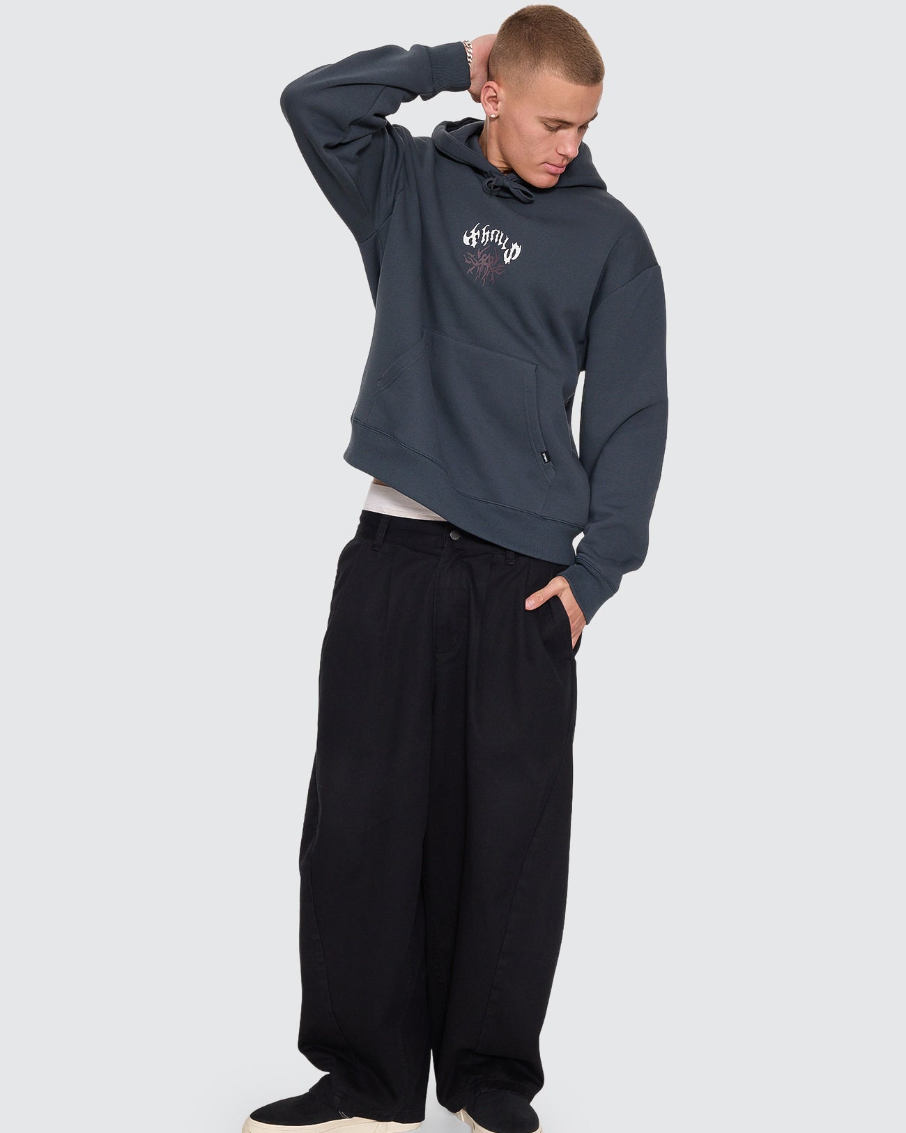Stagger Slouch Pull On Cropped Hood