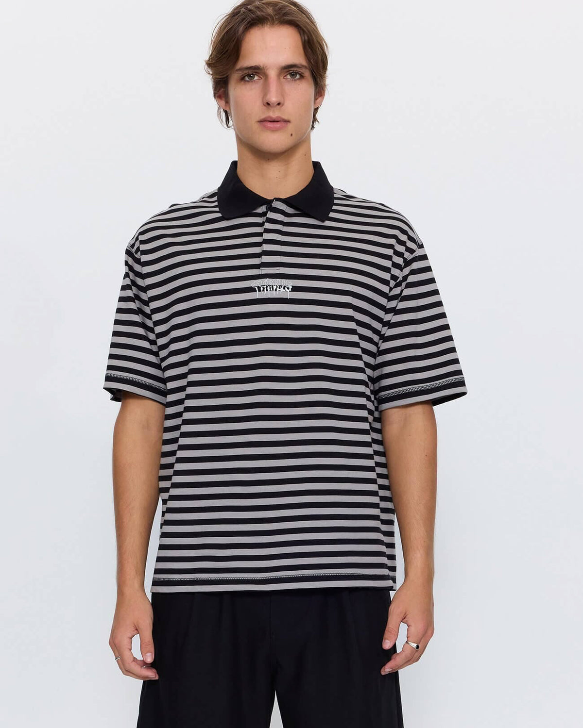 Shattered Stripe Box Crop Polo