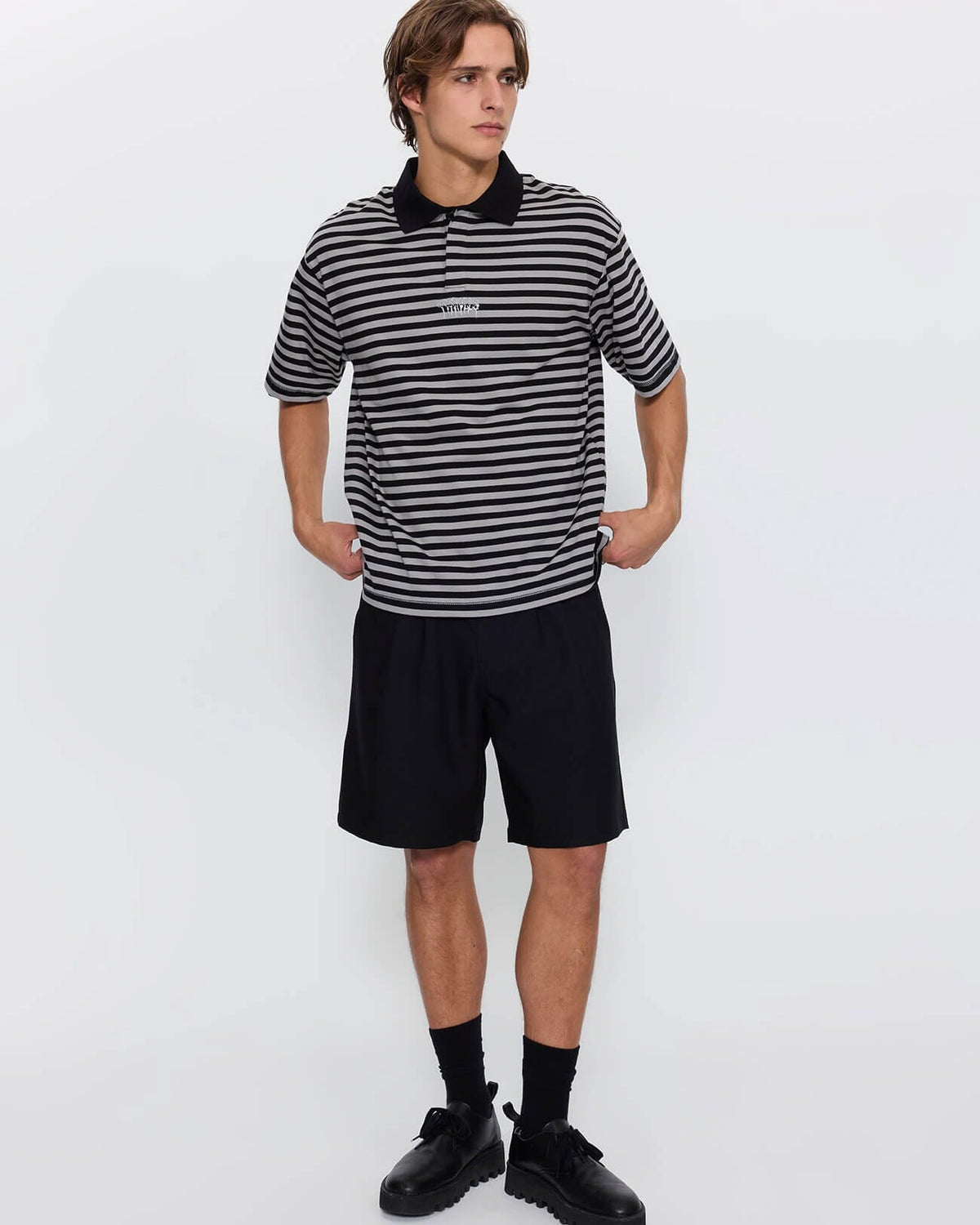 Shattered Stripe Box Crop Polo