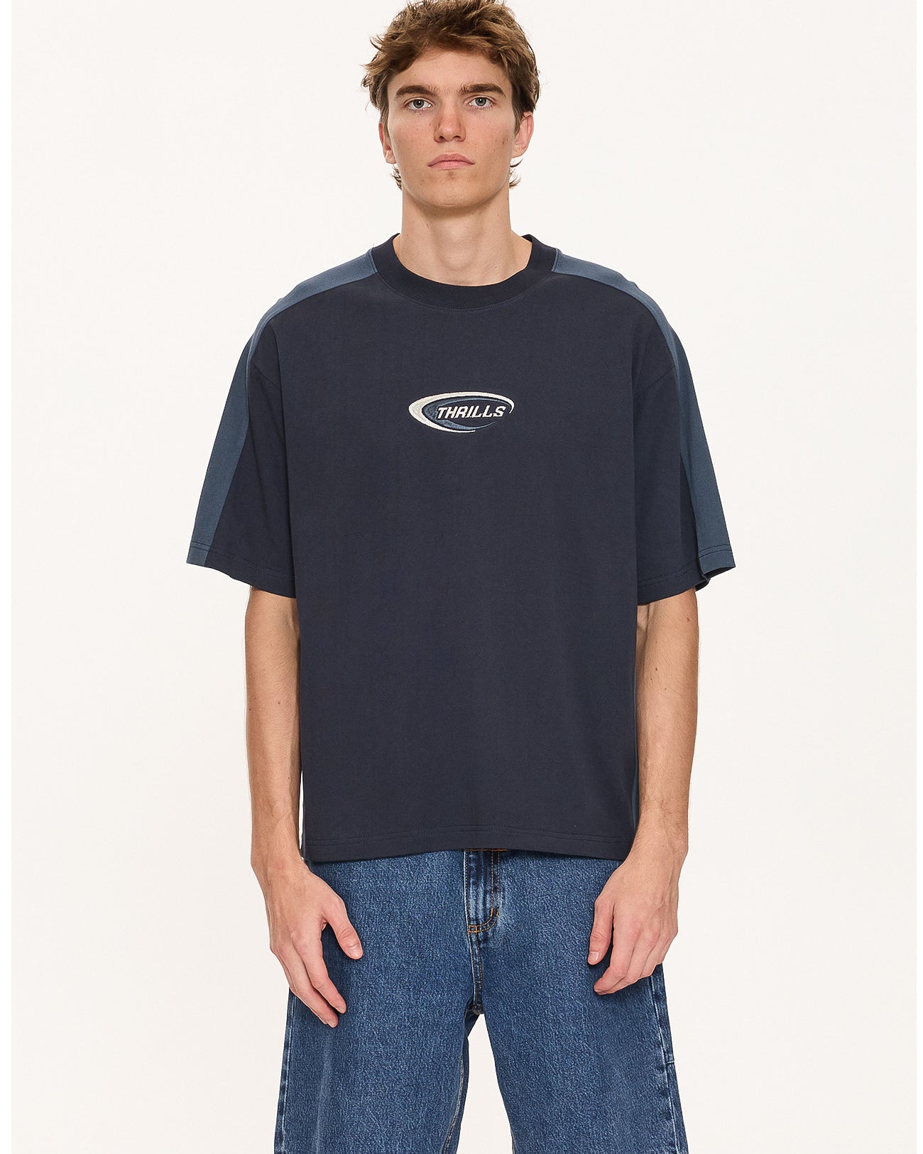 Fusion Panel Box Fit Oversize Cropped Tee