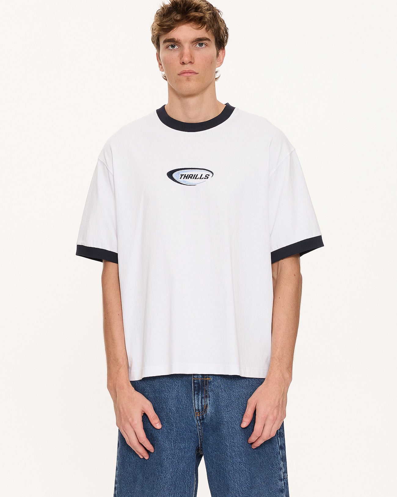 Fusion Ringer Box Fit Oversize Cropped Tee