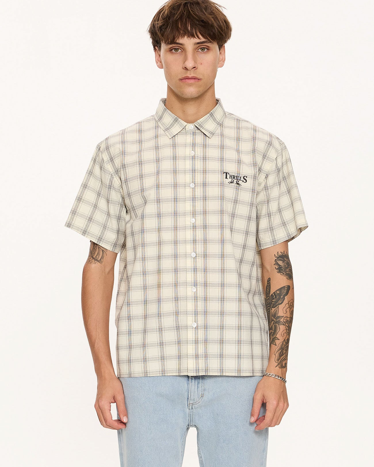 Touch The Sky Check Short Sleeve Cropped Shirt