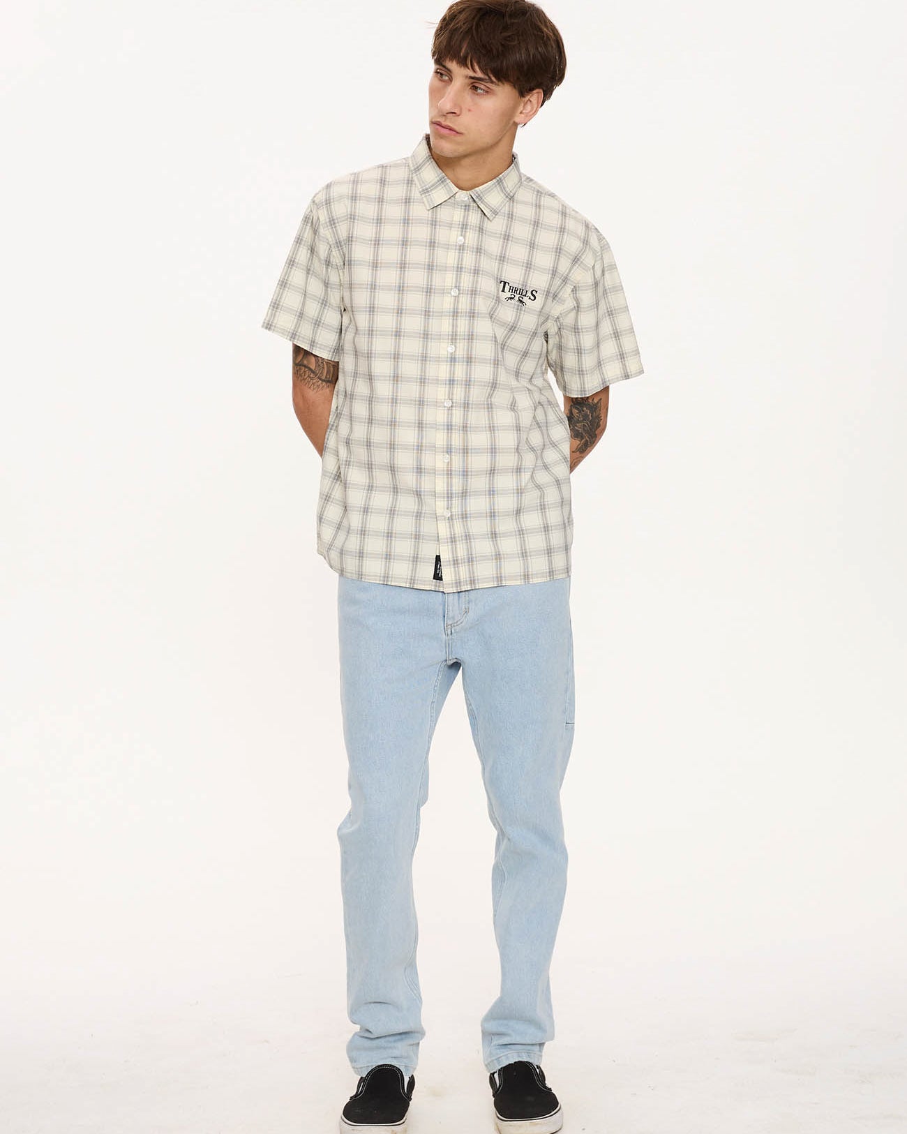 Touch The Sky Check Short Sleeve Cropped Shirt