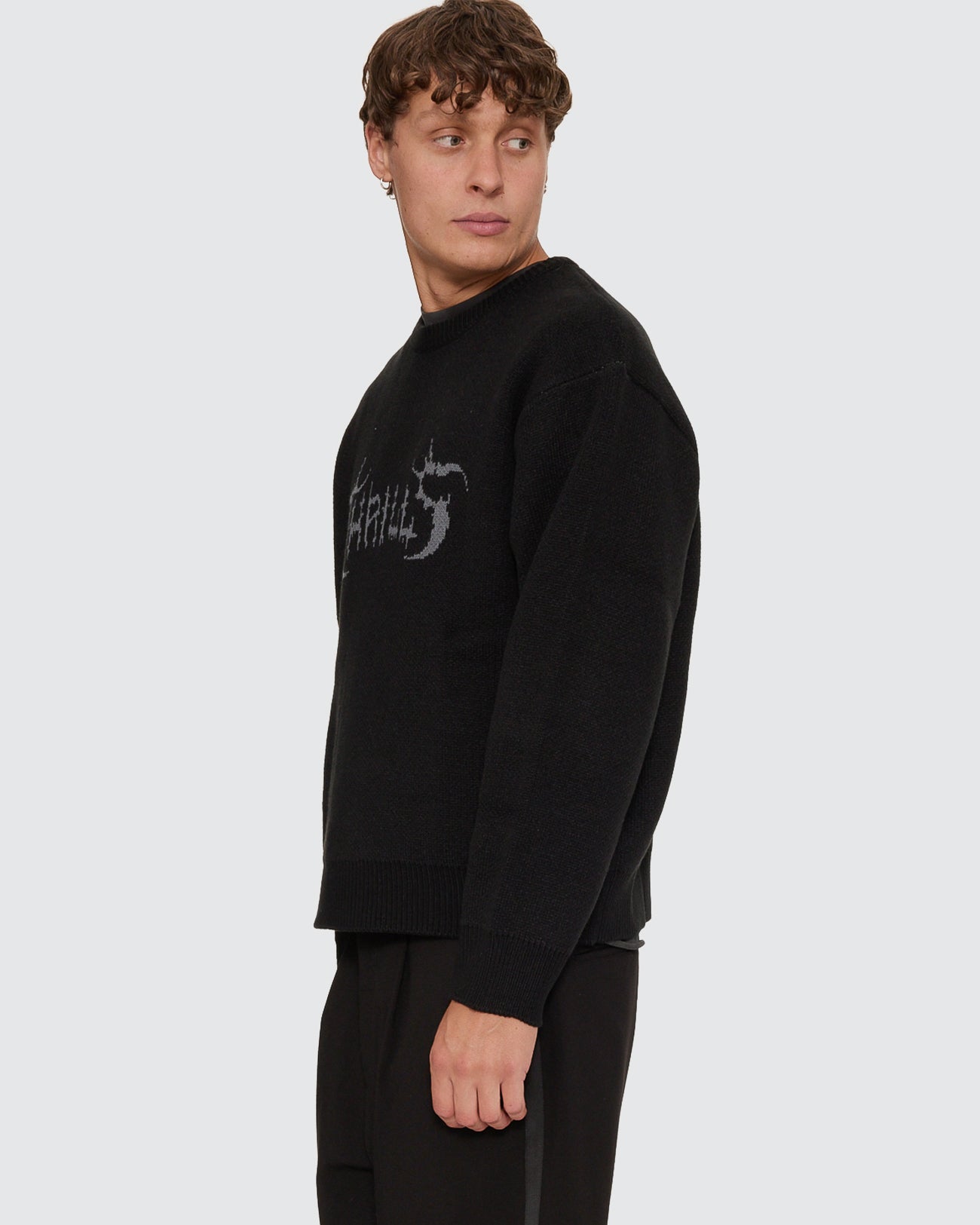 Into The Void Oversize Box Crop Crew Knit