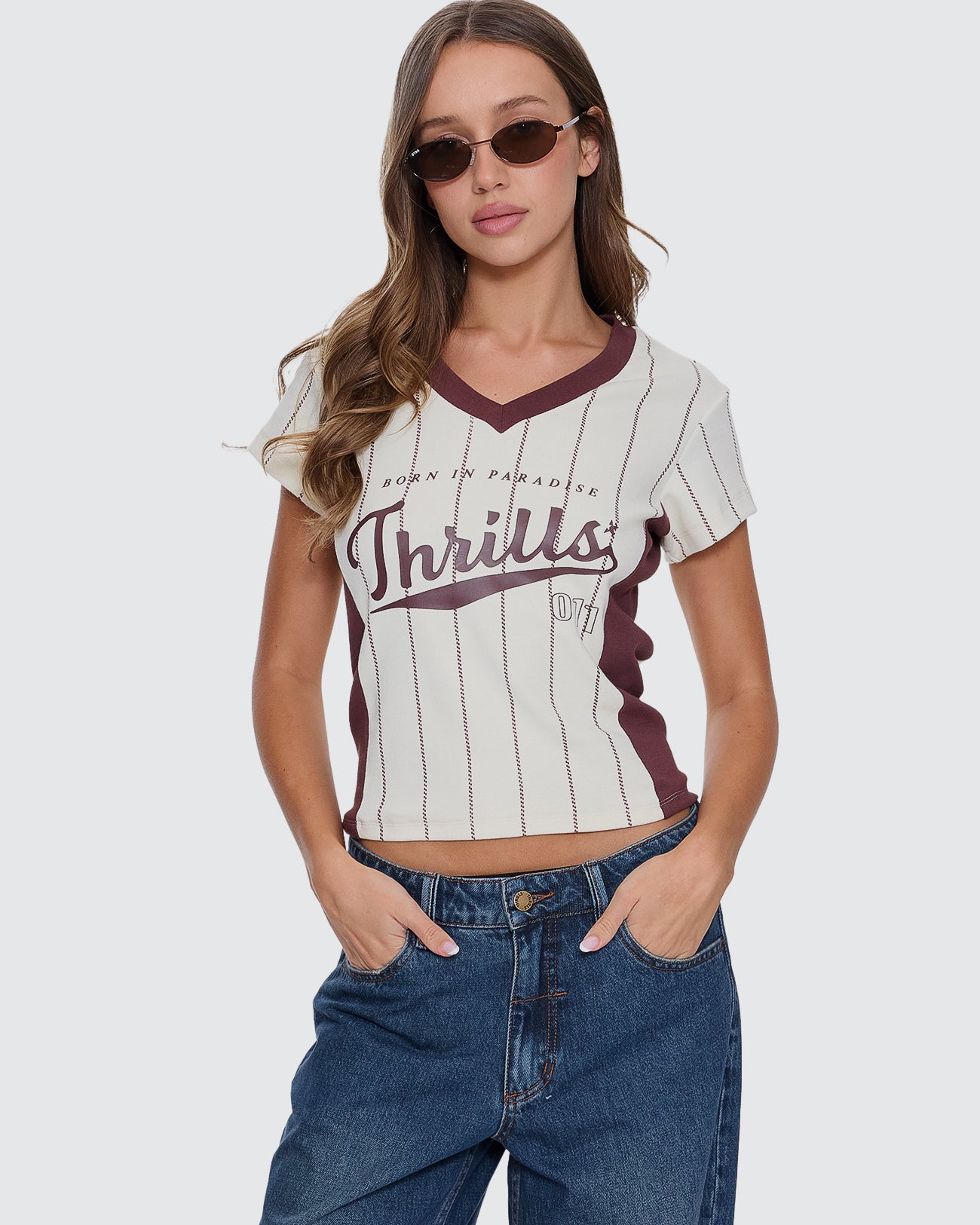 Baseline Stripe V-Neck Club Tee