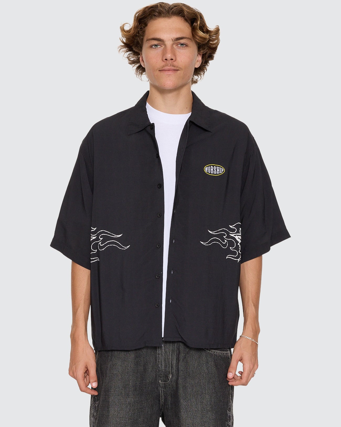 Tropical Heat Crop Bowling Shirt