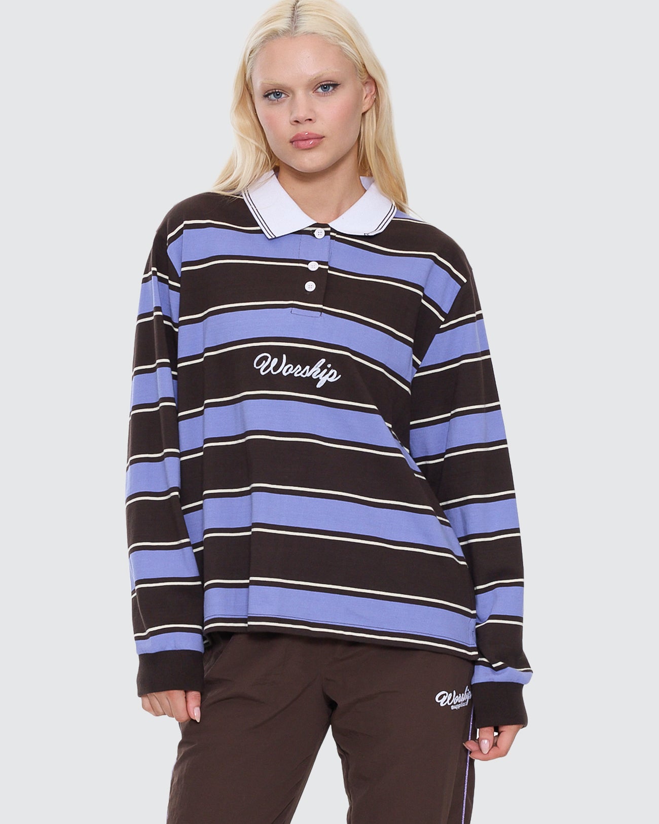 Coed Striped Long Sleeve Polo