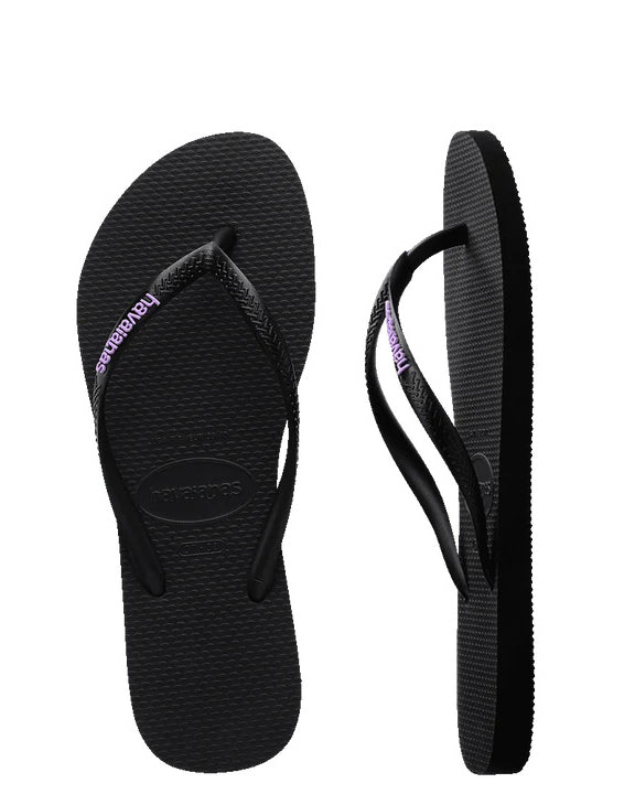 Kids Slim Rubber Logo Black/Lilac