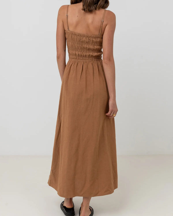 Classic Shirred Midi Dress