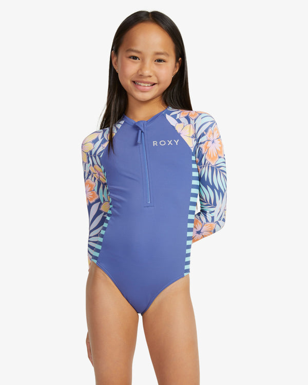 Girls Funky Palm Long Sleeve Surf Suit